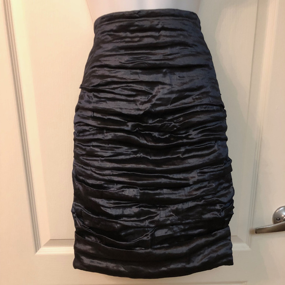 Nicole Miller Atelier - Ruched Techo Metal Skirt - Picture 1 of 8
